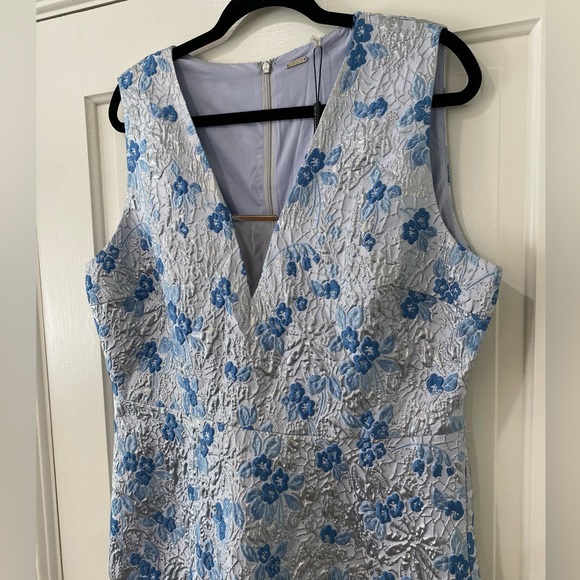 Elie Tahari ARIANNA Dress light Blue metallic eyelet lace Silver babydoll NWT - Picture 5 of 15